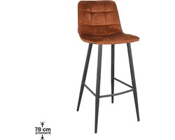 LABEL51 Jelt Barkruk - Geel - Velvet - Zithoogte 78 - Kruk -
