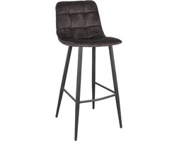 LABEL51 Jelt Barkruk - Grijs - Velvet - Hoog - Kruk -