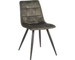 LABEL51 Jelt Eetkamerstoel - Groen - Velvet - Black Frame - Stoel - Normale eetkamerstoel