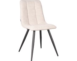 LABEL51 Jelt Eetkamerstoel - Naturel - Stof - Black Frame - Stoel - Normale eetkamerstoel