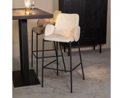 LABEL51 Joni Barkruk - CREME - Stof - Hoog - Kruk - - Met Armleuning