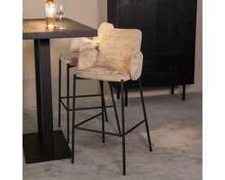 LABEL51 Joni Barkruk - Naturel - Stof - Hoog - Kruk - - Met Armleuning