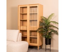 LABEL51 Jule Vitrinekasten - Naturel - Eiken - One Size