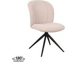 LABEL51 Kimo Eetkamerstoel - Naturel - Stof - Zwart Metalen Frame - Stoel - Normale eetkamerstoel