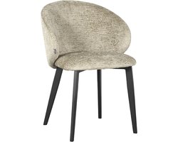LABEL51 Logan Eetkamerstoel - Naturel - Stof - Zwart Metalen Frame - Stoel - Normale eetkamerstoel - Met Armleuning