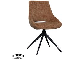 LABEL51 Marlow Eetkamerstoel - Bruin - Velvet - Zwart Metalen Frame - Stoel - Normale eetkamerstoel