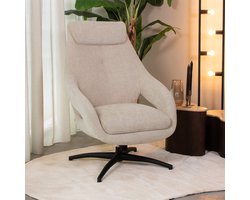 LABEL51 Maxwell Fauteuil - NATUREL - Velvet - One Size - - - Draaibaar - Met Armleuning