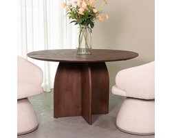LABEL51 Mick Eetkamertafel - Bruin - Hout - 130 cm - Rond