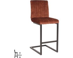 LABEL51 Milo Barkruk - Oranje - Velvet - Zithoogte 66 - Kruk -