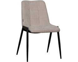 LABEL51 Noor Eetkamerstoel - NATUREL - Stof - Zwart Metalen Frame - Stoel - Normale eetkamerstoel