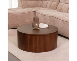 LABEL51 Oliva Salontafel - Bruin - Eiken - 70 cm - Rond