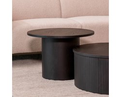 LABEL51 Oliva Salontafel - Zwart - Eiken - 60 cm - Rond