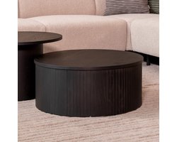 LABEL51 Oliva Salontafel - Zwart - Eiken - 70 cm - Rond