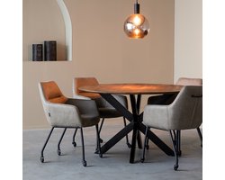 LABEL51 Otis Eetkamertafel - BRUIN - Stof - 140 cm - Rond