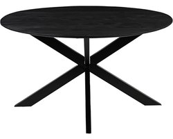 LABEL51 Otis Eetkamertafel - ZWART - Stof - 130 cm - Rond