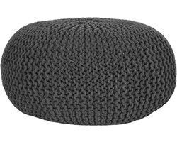 LABEL51 Poef gebreid L katoen antraciet