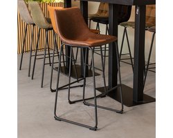 LABEL51 Risto Barkruk - Bruin - KunstLeer - Hoog - Kruk -