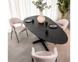 LABEL51 Rosie Eetkamertafel - ZWART - Stof - 220 cm