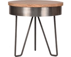 LABEL51 Saran Bijzettafel - GRIJS - Stof - 44 cm - Rond