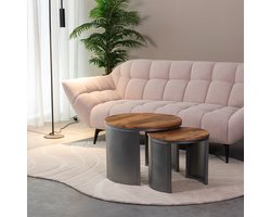 LABEL51 Set Bunch Salontafel - BRUIN - Stof - 60 cm - Rond