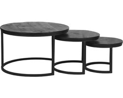 LABEL51 Set Triplet Salontafel - Zwart - Hout - 60 cm - Rond