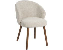 LABEL51 Shiro Eetkamerstoel - Naturel - Royal Stof - Walnoot Hout - Stoel - Normale eetkamerstoel