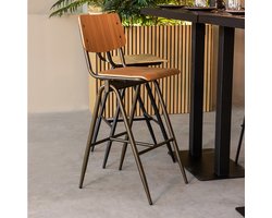 LABEL51 Solid Barkruk - BRUIN - Hout - Hoog - Kruk -