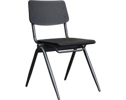 LABEL51 Solid Eetkamerstoel - Zwart - Hout - Black Frame - Stoel -