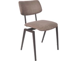 LABEL51 Stapelbaar Eetkamerstoel - Bruin - KunstLeer - Zwart Metalen Frame - Stoel - Stapelstoel