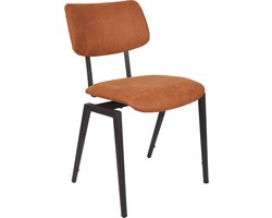 LABEL51 Stapelbaar Eetkamerstoel - Bruin - Stof - Zwart Metalen Frame - Stoel - Stapelstoel