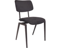 LABEL51 Stapelbaar Eetkamerstoel - Bruin - Velvet - Zwart Metalen Frame - Stoel - Stapelstoel