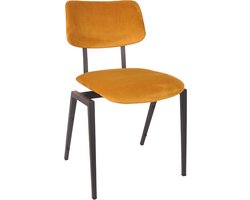LABEL51 Stapelbaar Eetkamerstoel - Geel - Velvet - Zwart Metalen Frame - Stoel - Stapelstoel