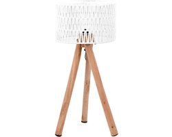 LABEL51 Stripe Tafellamp - Wit - Mangohout