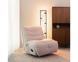 LABEL51 Take It Easy Fauteuil - Naturel - Stof - Manueel Verstelbaar - -