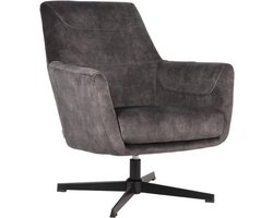 LABEL51 Toby Fauteuil - Grijs - Velvet - One Size - - - Met Armleuning