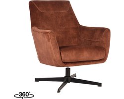 LABEL51 Toby Fauteuil - Oranje - Velvet - One Size - - - Draaibaar - Met Armleuning