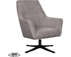LABEL51 Tod Fauteuil - GRIJS - Velvet - 76 cm - - - Draaibaar - Met Armleuning