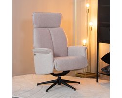 LABEL51 Verdal Fauteuil - Naturel - Stof - Excl. Hocker - - - Met Armleuning