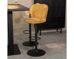 LABEL51 Vino Barkruk - Geel - Velvet - Zithoogte 64-84 - Kruk - - Draaibaar