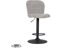 LABEL51 Vino Barkruk - Grijs - Stof - Gaslift - Kruk - - Met Wieltjes