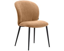 LABEL51 Vino Eetkamerstoel - Bruin - Velvet - Black Frame - Stoel - Normale eetkamerstoel