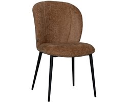 LABEL51 Vino Eetkamerstoel - BRUIN - Velvet - Zwart Metalen Frame - Stoel - Normale eetkamerstoel