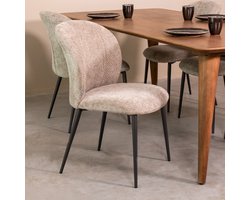 LABEL51 Vino Eetkamerstoel - Grijs - Velvet - Zwart Metalen Frame - Stoel - Normale eetkamerstoel