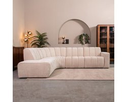 LABEL51 Vitoro Hoekbank - Naturel - Velvet - Links - - - Met Armleuning