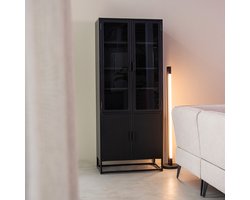 LABEL51 Vitrinekast Level - Zwart - Metaal - 80x40x190 cm