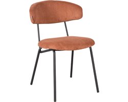 LABEL51 Zack Eetkamerstoel - ORANJE - Stof - Zwart Metalen Frame - Stoel - Normale eetkamerstoel
