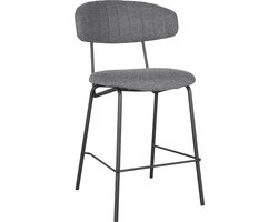 LABEL51 Zafir Barkruk - Grijs - Stof - 65 cm - Kruk -