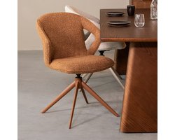 LABEL51 Zurich Eetkamerstoel - Oranje - Royal Stof - Coral Metalen Frame - Stoel - Normale eetkamerstoel - Met Armleuning