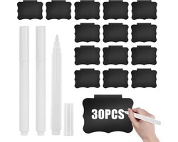 Labelclip-set voor manden en opbergcontainers - 30 stuks - inclusief labels en whiteboardstiften