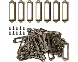 Labelhouders - 50 stuks - Metalen labelhouders - Geschikt voor meubels, lades, kasten, kaarten, bureau-naamplaatjes, boekenkasten, planken - Brons - 60*18mm